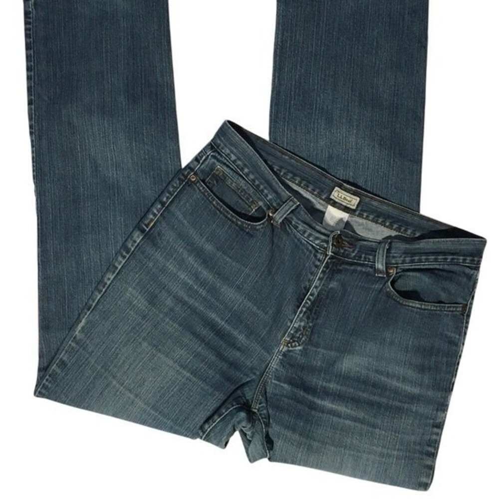 LLBean Women's Classic Blue Denim Jeans Straight Leg Size 10 Regular‎